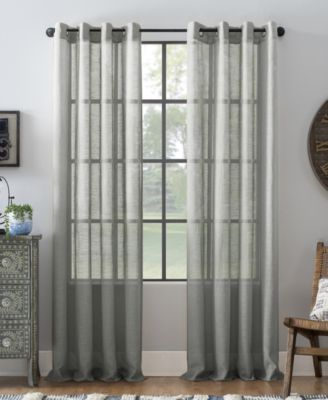 Archaeo - Slub Textured Linen Blend Grommet Top Curtain, 52" W x 63" L, White
