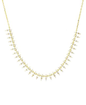 Macy's - Cubic Zirconia Round & Baguette Dangle Collar Necklace in 14k Gold-Plated Sterling Silver, 18 + 2" extender