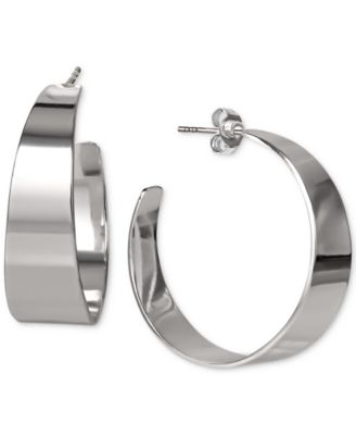 Giani Bernini - Graduated Medium Hoop Earrings in Sterling Silver, 1.1"