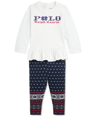 Polo Ralph Lauren - Baby Peplum Tee & Printed Jersey Leggings Set