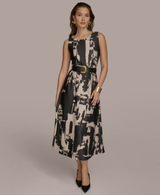 Donna Karan New York - Women's Printed Belted A-Line Dress