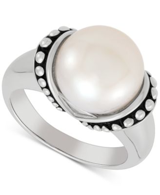 Macy's - Cultured Freshwater Button Pearl (11-1/2mm) Ring in Sterling Silver