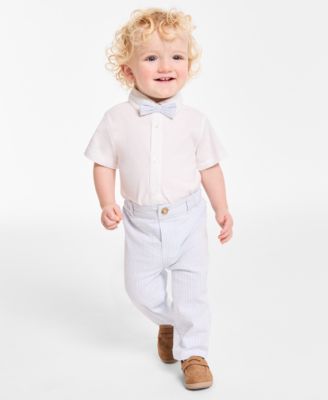 First Impressions - Baby Boys Button-Up Shirt, Seersucker Bowtie, and Seersucker Pants, 3 Piece Set