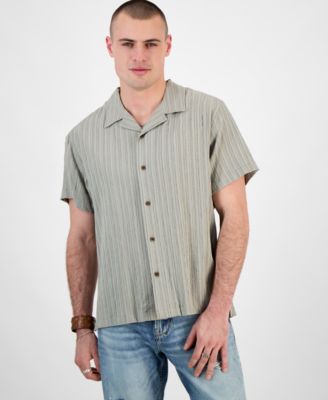 GUESS - Men's Schaffer Regular-Fit Textured Button-Down Resort Shirt