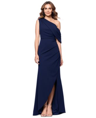 Betsy & Adam - Women's Off-The-Shoulder Side-Drape Gown