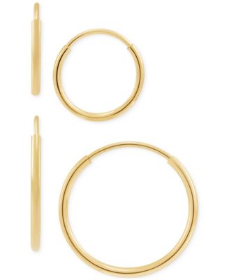 Macy's - 2-Pc. Set Polished Endless Wire Small Hoop Earrings in 10k Gold