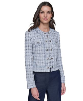 KARL LAGERFELD PARIS - Women's Tweed Collarless Jacket