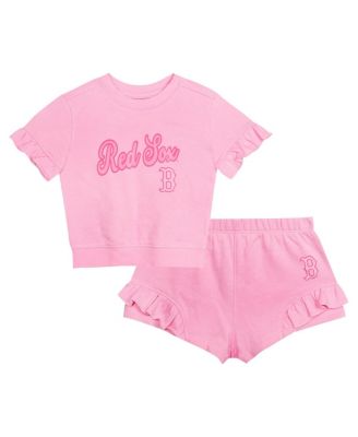Outerstuff - Girls Toddler Pink Boston Red Sox Dugout Cute T-Shirt Shorts Set