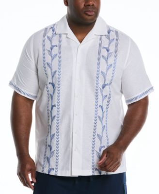 Cubavera - Men's Big & Tall Classic-Fit Leaf Embroidered Panel Button-Down Camp Shirt