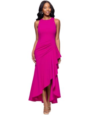 Betsy & Adam - Women's Scuba Sleeveless Ruffled-Slit Dress