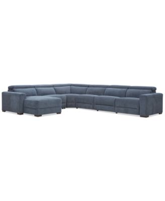 Furniture - Nevio 6-Pc. Fabric Power Headrest Sectional with 1 Power Motion Chair