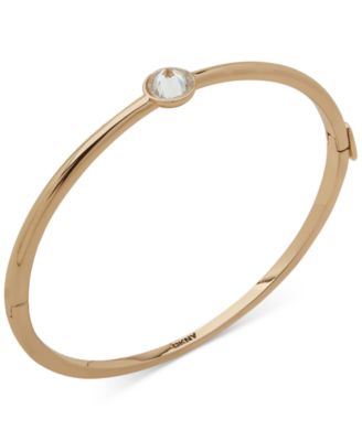 DKNY - Gold-Tone Crystal Spike Stone Bezel Polished Bangle Bracelet