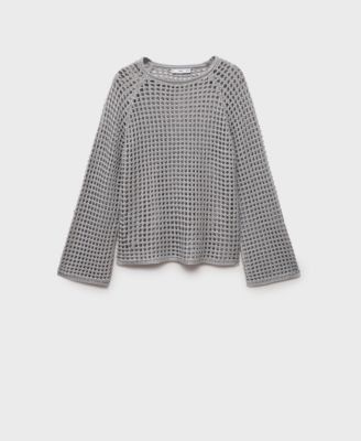 MANGO - Women's Long Sleeve Crochet Sweater