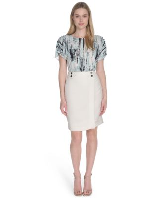 Calvin Klein - Petite Faux-Wrap Pencil Skirt