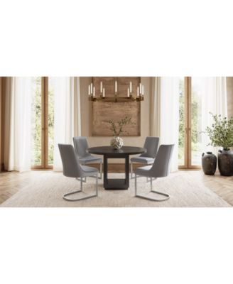Furniture - Tivie 5-Pc. Dining Set (Round Table & 4 Metal Dining Chairs)