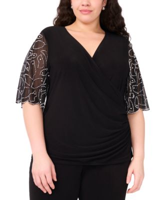 MSK - Plus Size Short-Sleeve V-Neck Top