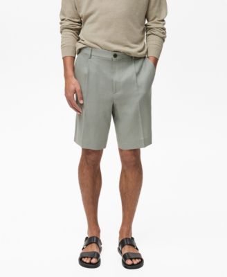 MANGO - Men's Linen Pleated 9.41" Bermuda Shorts