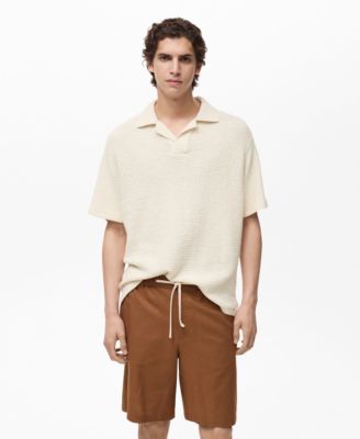 MANGO - Men's Crochet Cotton Polo Shirt