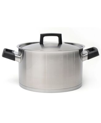 BergHOFF - Ron 10" 18/10 Stainless Steel Covered Stockpot 6.8qt, Black Handles