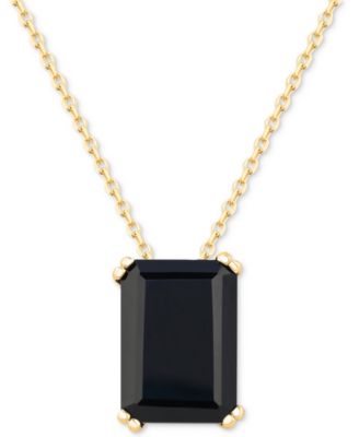 Macy's - Onyx Solitaire 18" Pendant Necklace in 14k Gold-Plated Sterling Silver