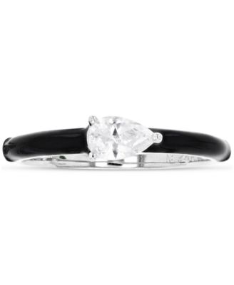 Macy's - Cubic Zirconia Pear & Hand-Painted Enamel Ring in Sterling Silver