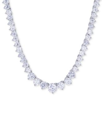 Macy's - Cubic Zirconia Graduated 18" Tennis Necklace in Sterling Silver