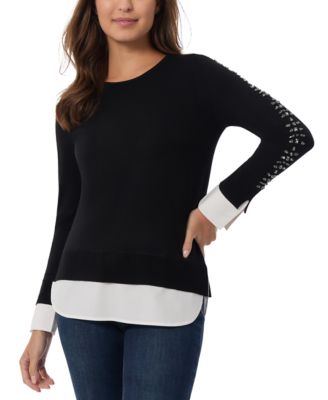 Jones New York - Women's Embellished-Sleeve Shirttail Top