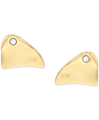 Calvin Klein - Gold-Tone Stainless Steel Pav&eacute; Stud Earrings