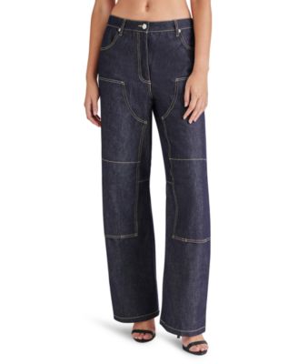 Steve Madden - Women's Ashyla Cotton High-Rise Barrel-Leg Jeans