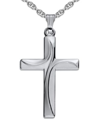 Macy's - Swirl Design Cross Rope Chain 18" Pendant Necklace in Sterling Silver