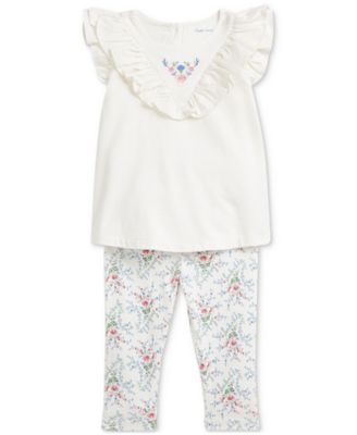 Polo Ralph Lauren - Baby Cotton Ruffled Top & Floral Leggings Set