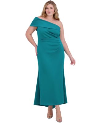Eliza J - Plus Size One-Shoulder Side-Gathered Evening Gown