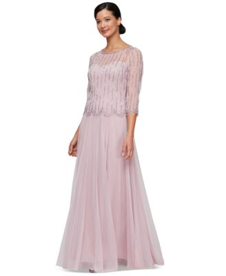 Alex Evenings - Women's Beaded-Bodice Chiffon Evening Gown