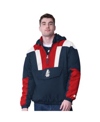 Starter - Men's Navy Chicago Cubs Cooperstown Collection Charger Half-Zip Jacket