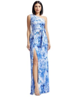 Dress the Population - Women's Bella Floral-Print Pleated One-Shoulder Gown