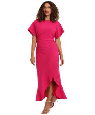 London Times - Women's Boat-Neck Flutter-Sleeve Dress