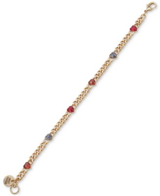 Emily in Paris - Gold-Tone Color Crystal Heart Link Bracelet