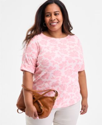 Style & Co - Plus Size Floral-Print Spark Elbow-Sleeve Top