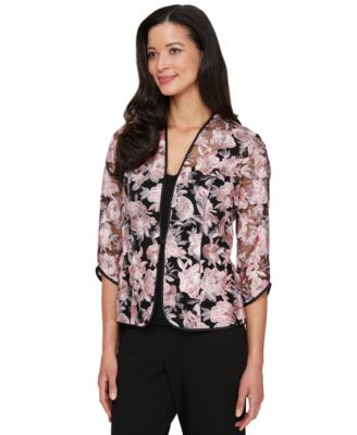 Alex Evenings - Women's Embroidered Jacket & Scoop-Neck Shell Set