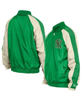 New Era - Men's Kelly Green New York Yankees Ripstop Raglan Quarter-Zip Hoodie Windbreaker Jacket