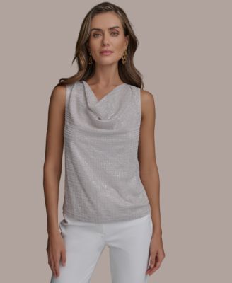 Donna Karan New York - Women's Sequined Cowlneck Top