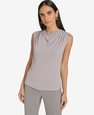 Calvin Klein - Petite Draped-Neck Sleeveless Top