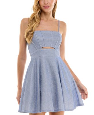 City Studios - Juniors' Glitter Sleeveless Fit & Flare Mini Dress
