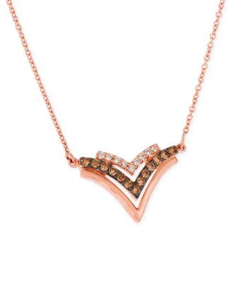 Le Vian - Chocolate Diamond & Nude Diamond Triple Chevron 16" Pendant Necklace (3/8 ct. t.w.) in 14k Rose Gold