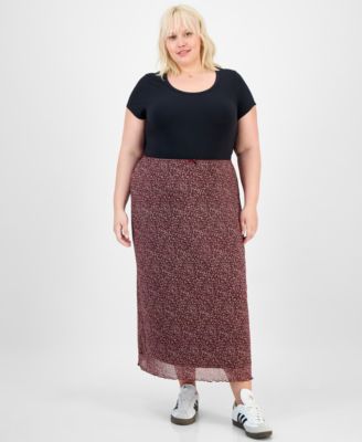 Hippie Rose - Trendy Plus Size Pull-On Mesh Midi Skirt