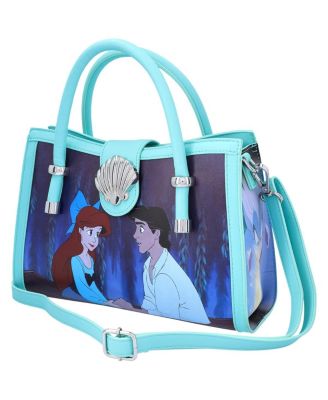 Loungefly - Women's Blue The Little Mermaid Kiss the Girl Frame Crossbody Bag with Buckle Closure