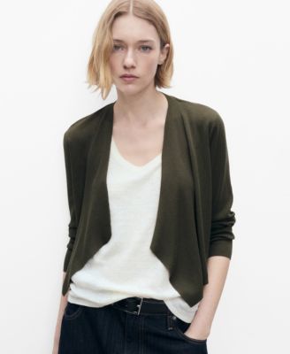 MANGO - Women's Knitted Cropped Cardigan