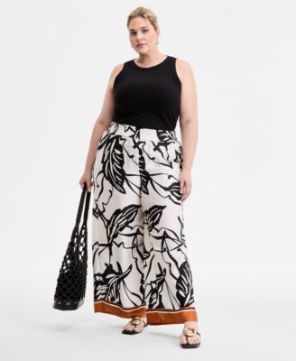 I.N.C. International Concepts - Plus Size Printed High-Rise Pants