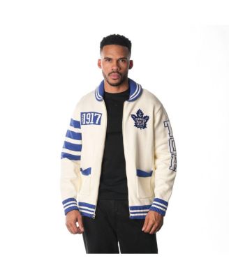 The Wild Collective - Men's and Women's Cream Toronto Maple Leaf’s Jacquard Full-Zip Sweater