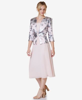 Jessica Howard - Women's 2.Pc Floral-Print 3/4-Sleeve Jacket & Sleeveless Midi Dress